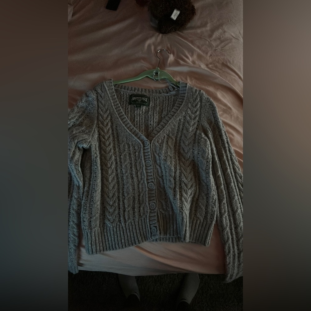 American eagle - gray cardigan sweater